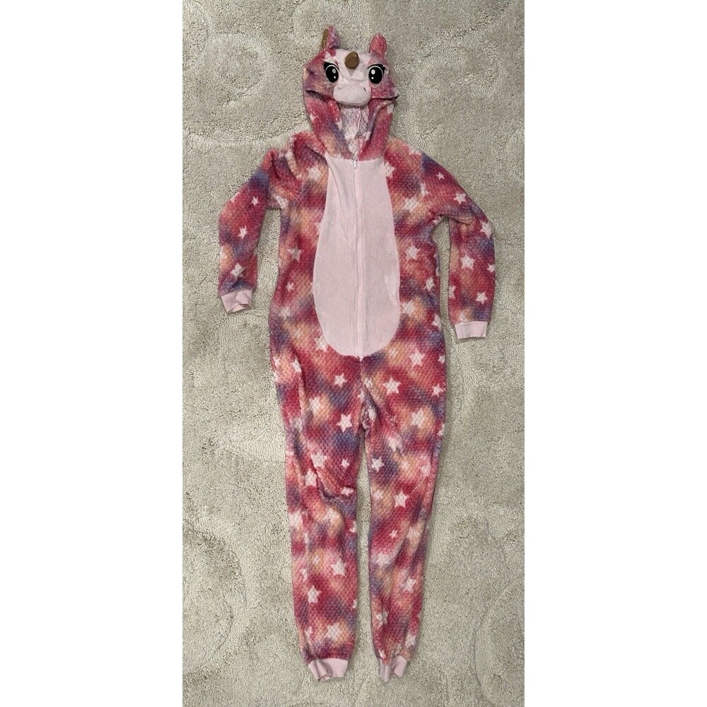 Unicorn Halloween Costume Rainbow One Piece Pajama Adult M 8-10